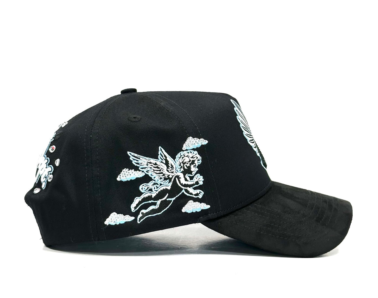 Fallen Angel Rhinestone Snapback- Black