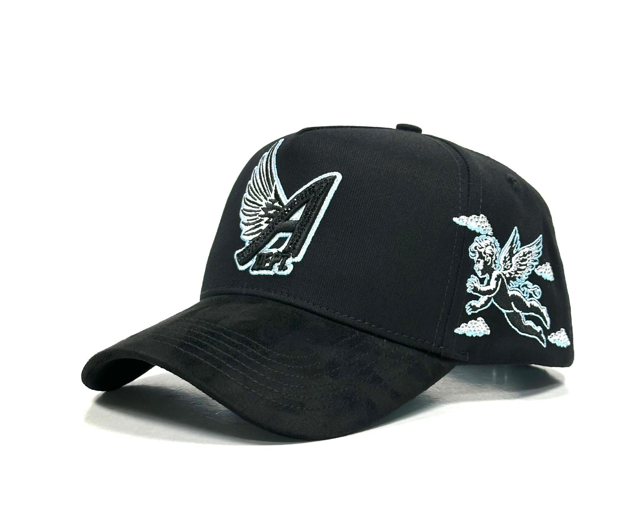 Fallen Angel Rhinestone Snapback- Black