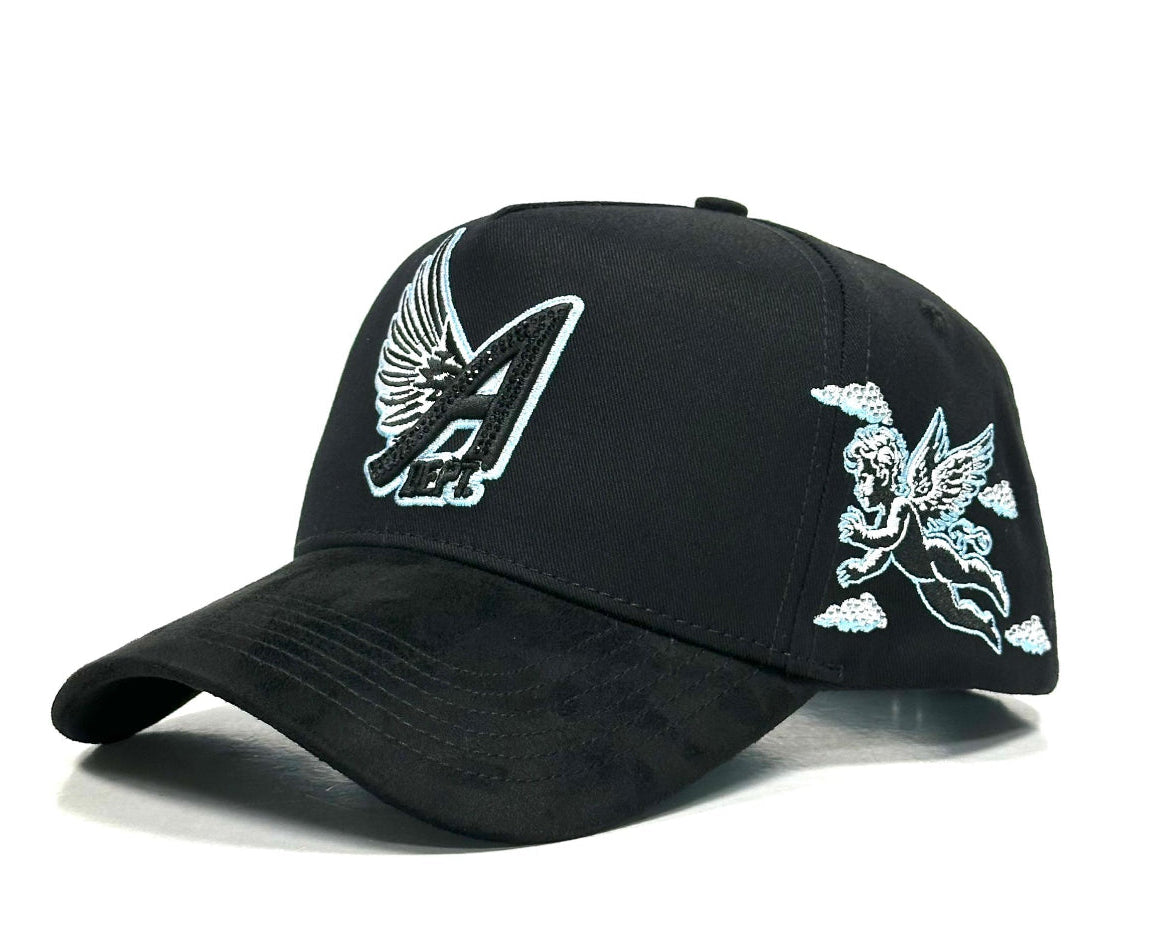 Fallen Angel Rhinestone Snapback- Black