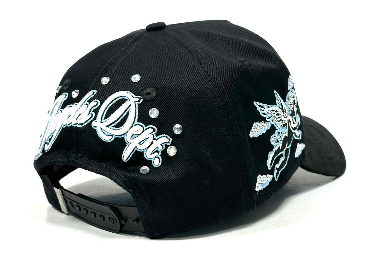 Fallen Angel Rhinestone Snapback- Black