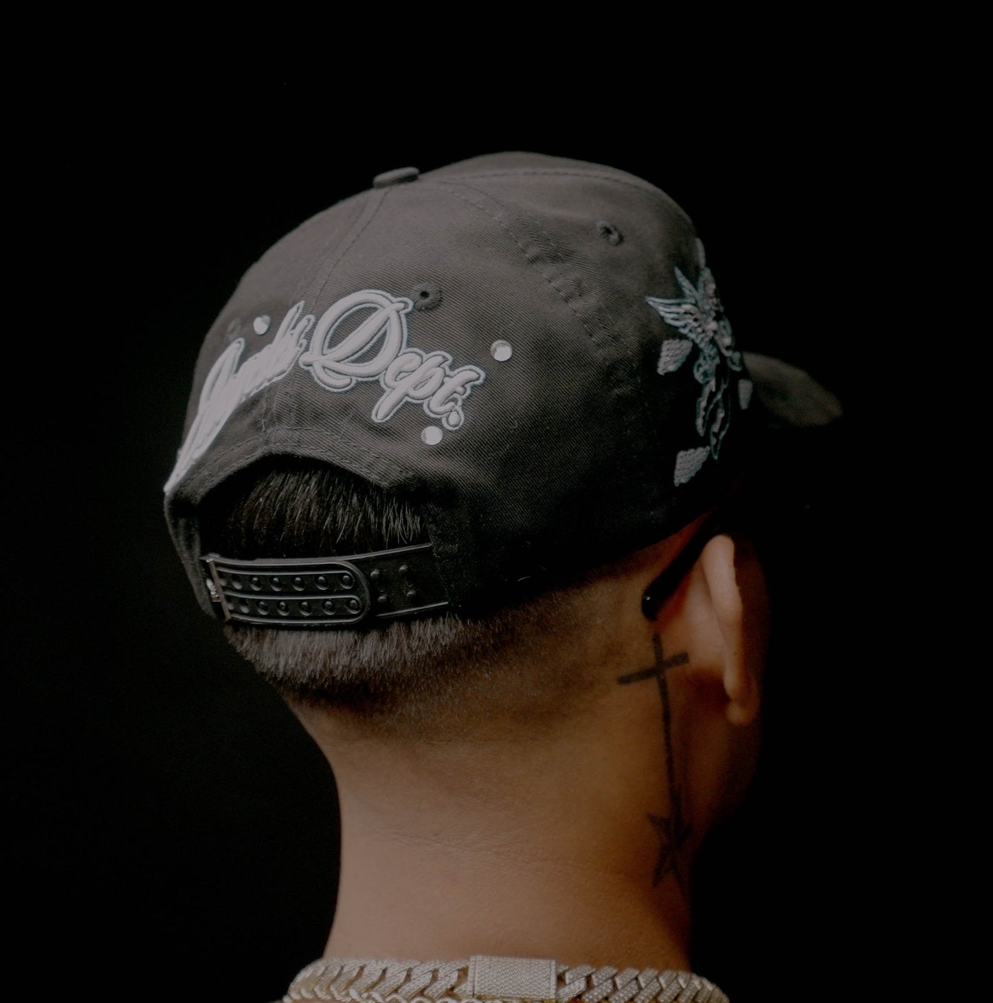 Fallen Angel Rhinestone Snapback- Black