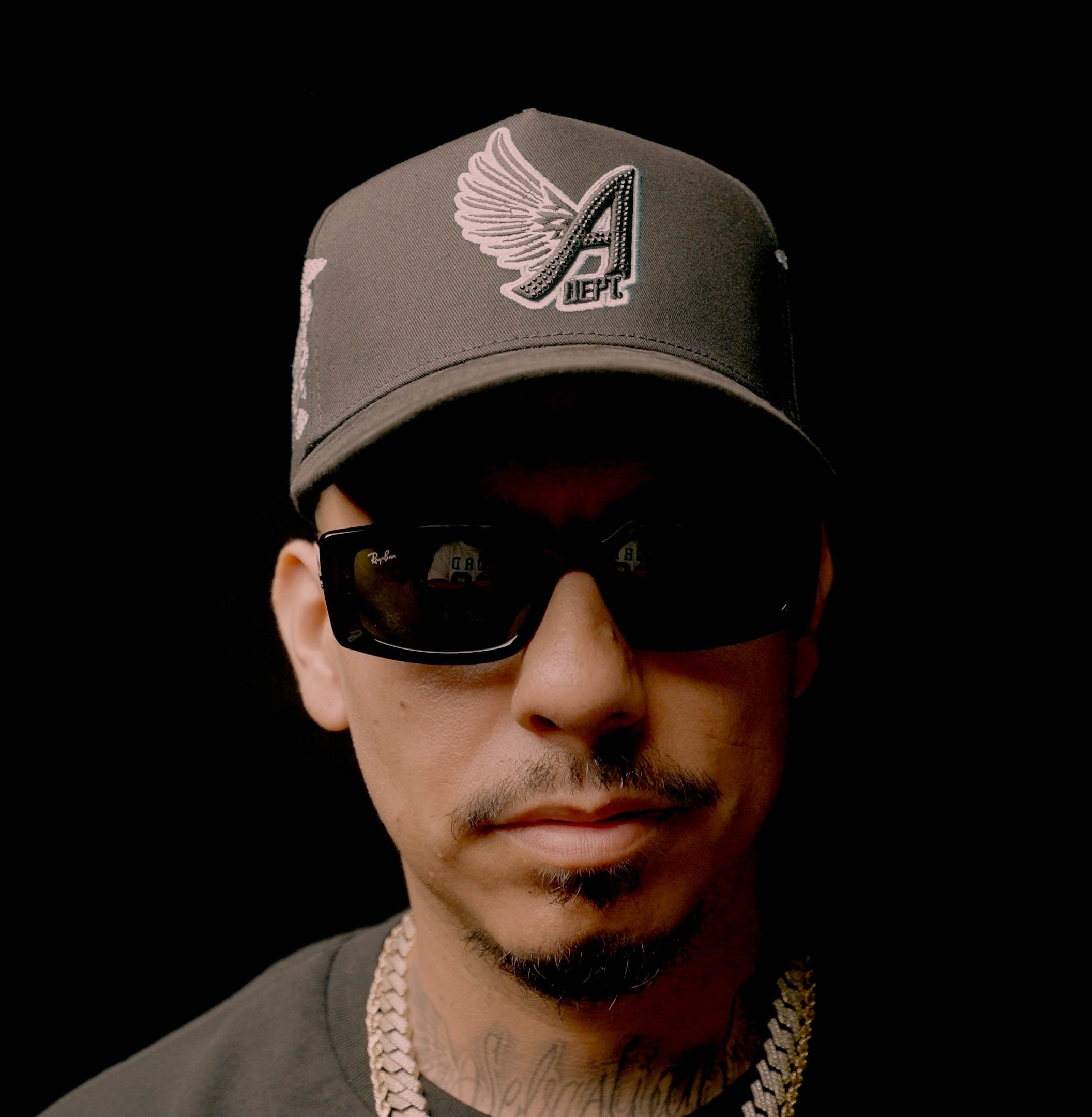 Fallen Angel Rhinestone Snapback- Black